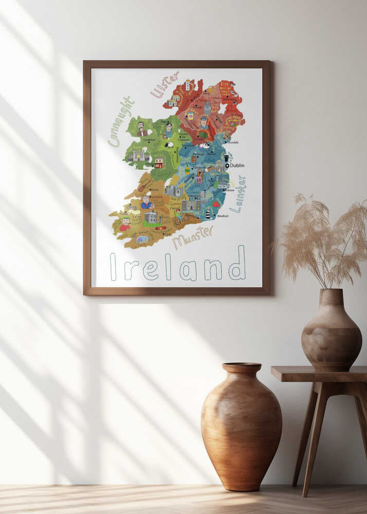 Illustrated Map of Ireland with Country Icons by Carla Daly