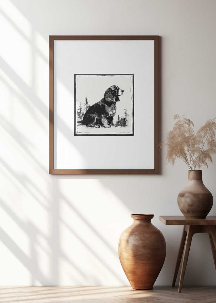 Winter Scenes: Holiday Dog With Light Green Background 1