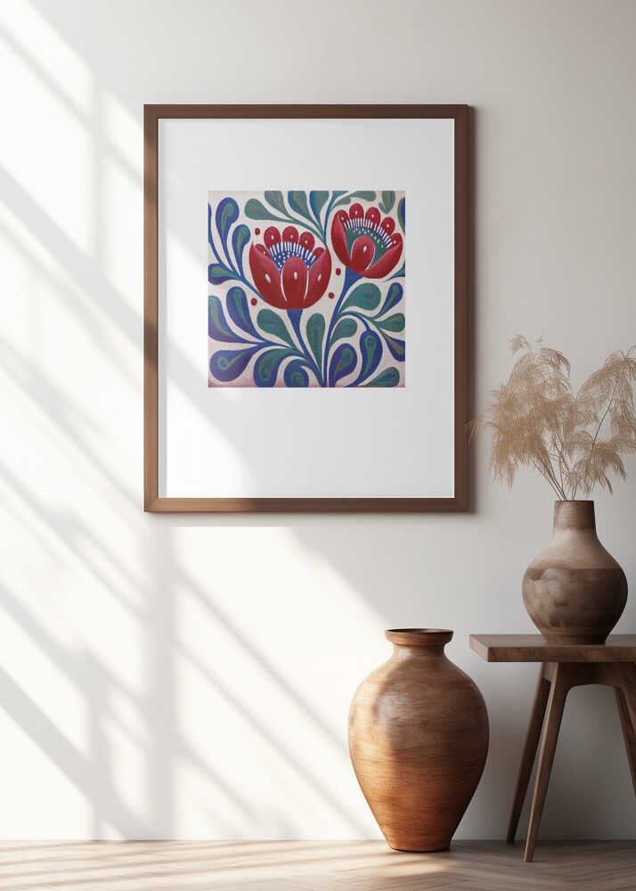 Folk Art Print Flower Garden 3