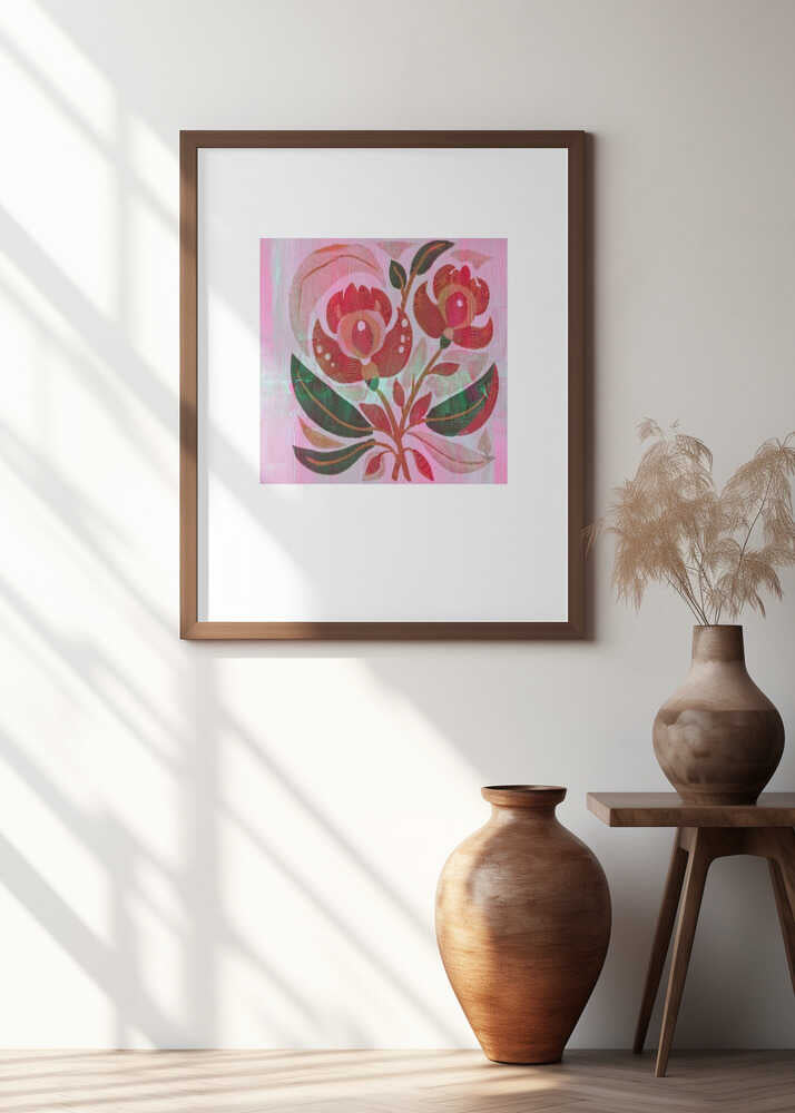 Folk Art Print Flower Garden 5