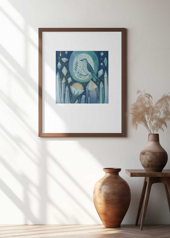 Folk Art Print : Folklore Bird Floral Tapestry 5