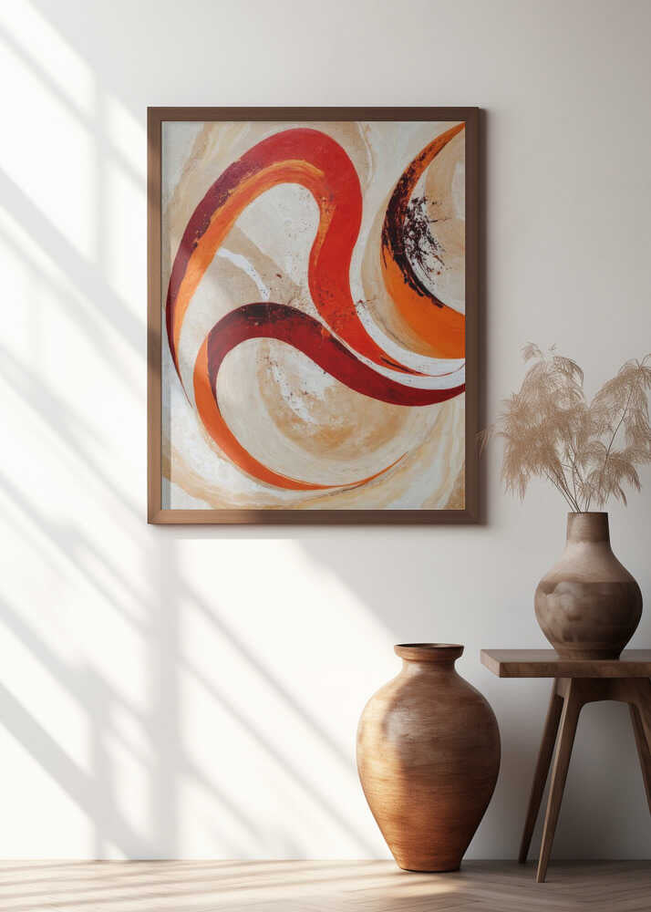 Red And Orange Swirls On A Neutral Background