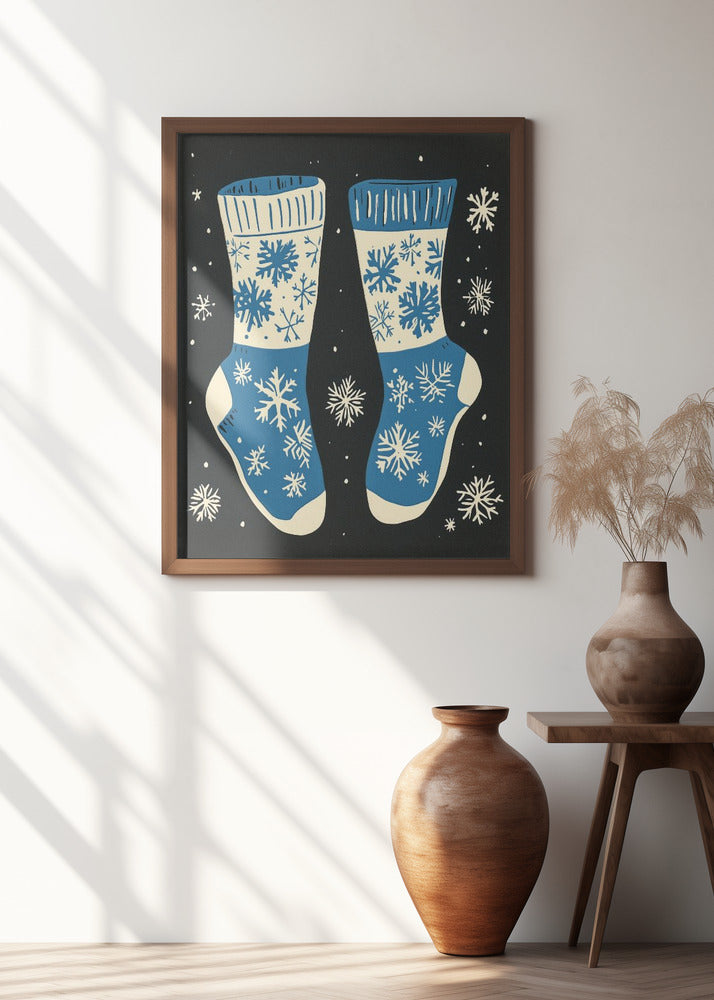 Vintage Socks Knittwear Blue On Black