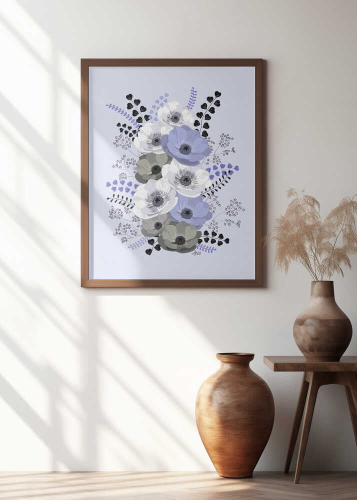 Anemones Floral Bouquet Blue