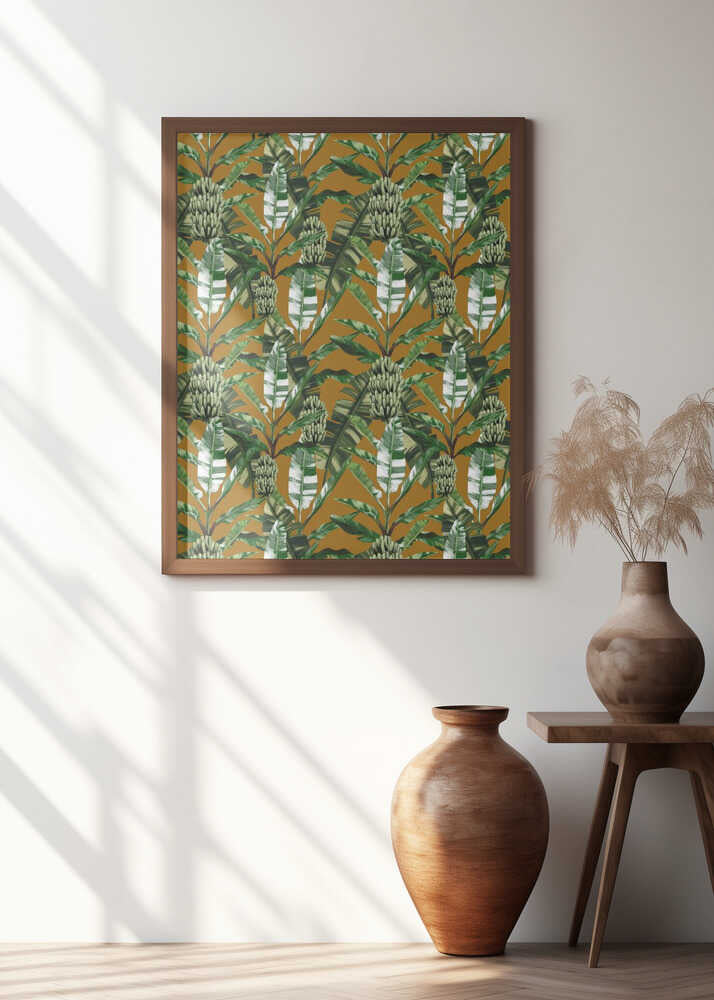 Banano Leaves Pattern Mustard and Green