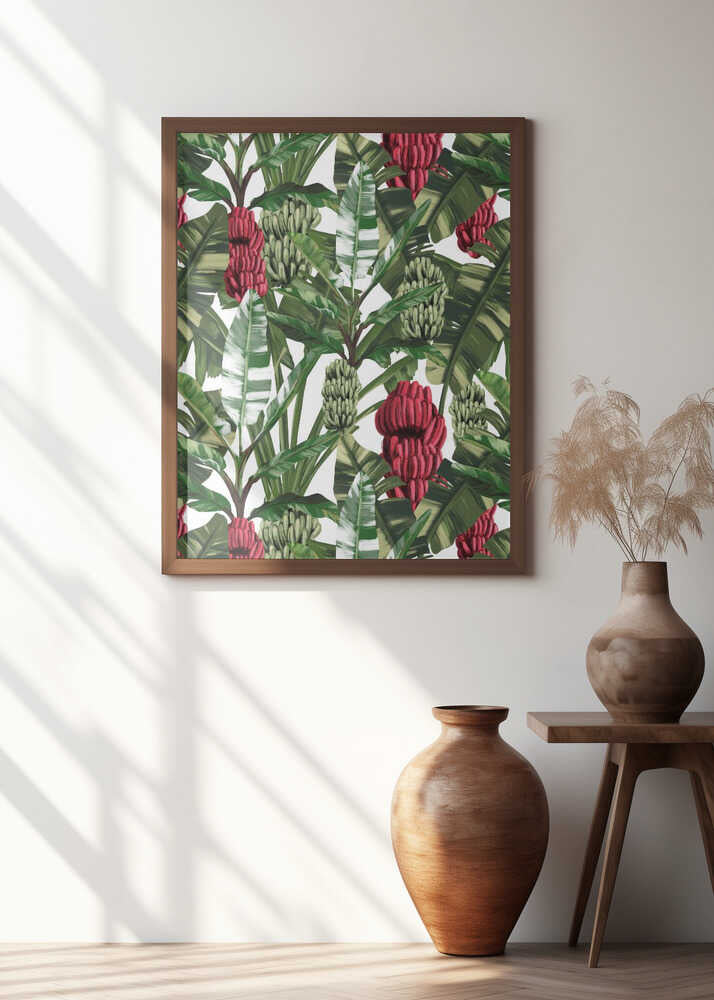 Big Banano Leaves Pattern White