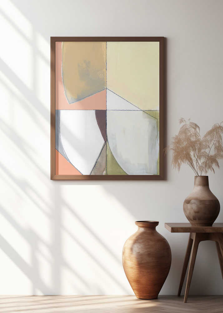 Dusty Pink Yellow Abstract No1 Art Print