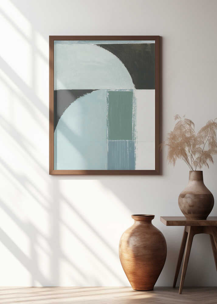 Abstract Blue Shapes No1 Print