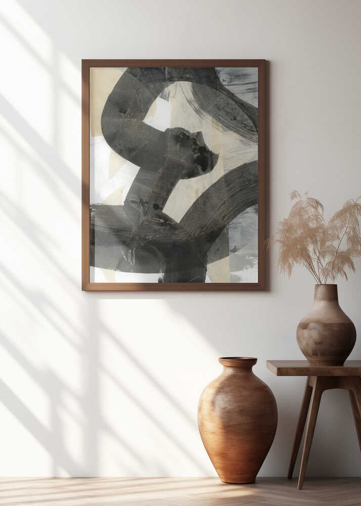 Abstract Hammered Black Neutral 1