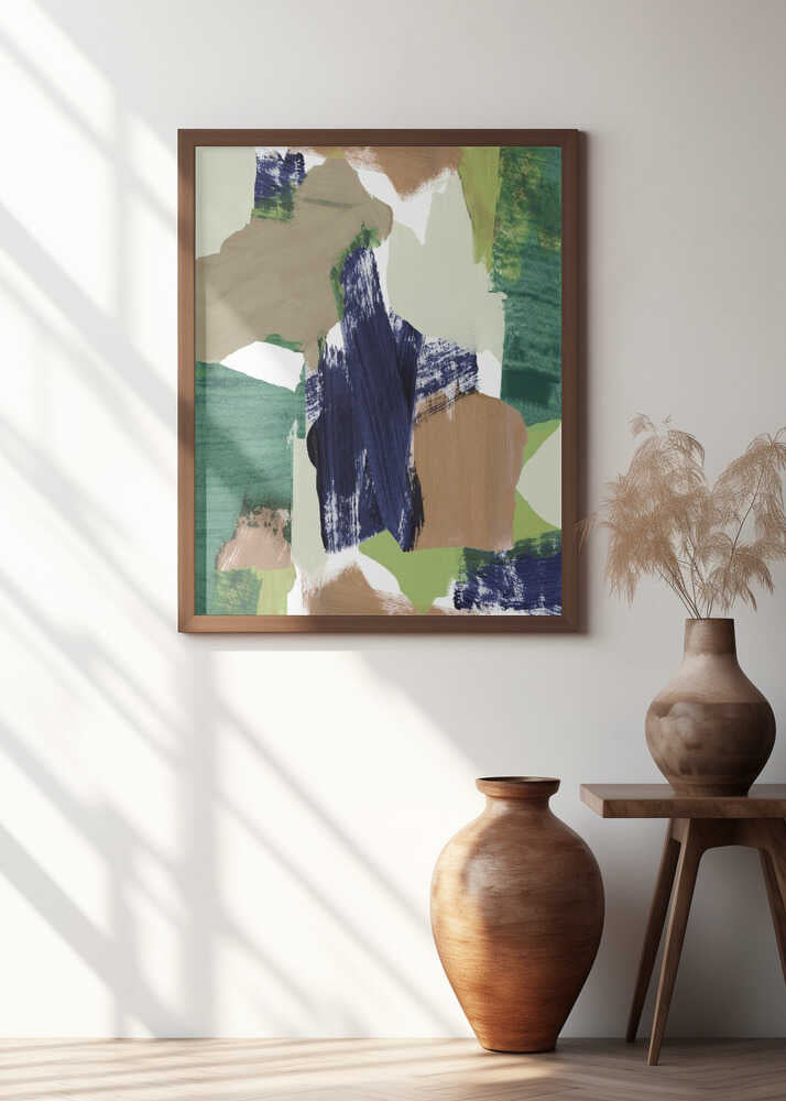 Abstract Blue Green Beige No 2