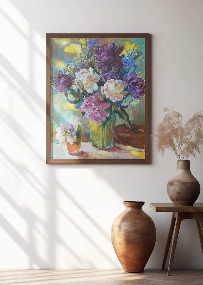 Purple peonies in a vase