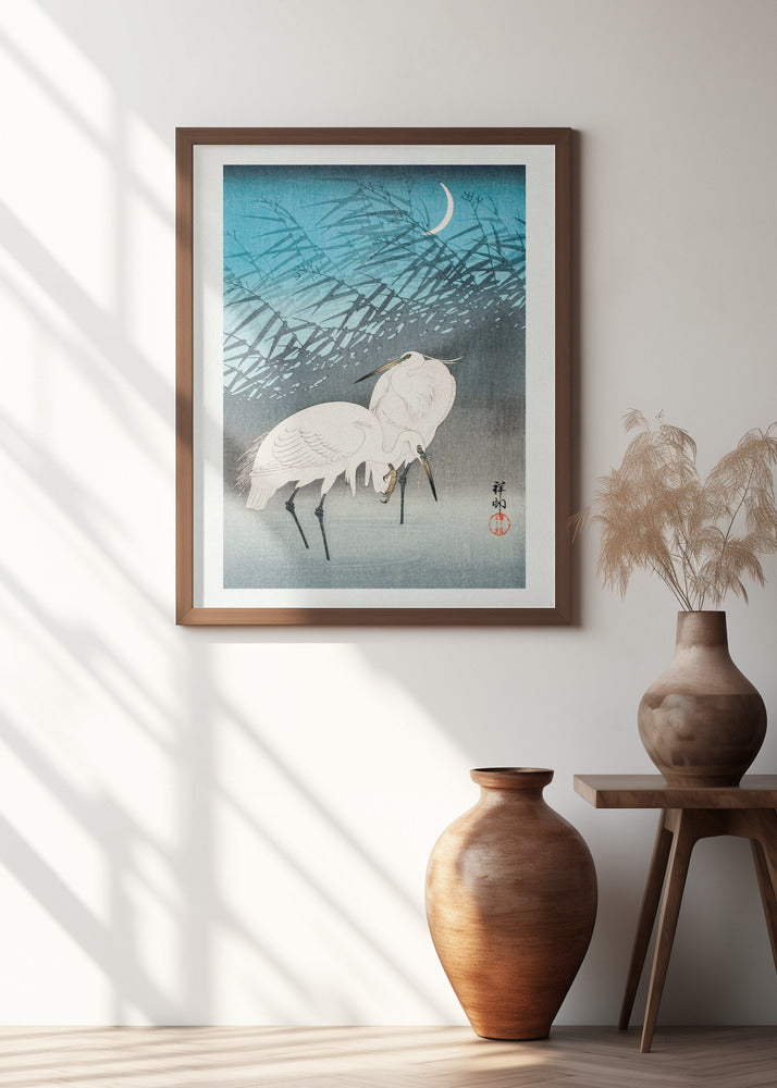 Egrets and Reeds In Moonlight (1926)