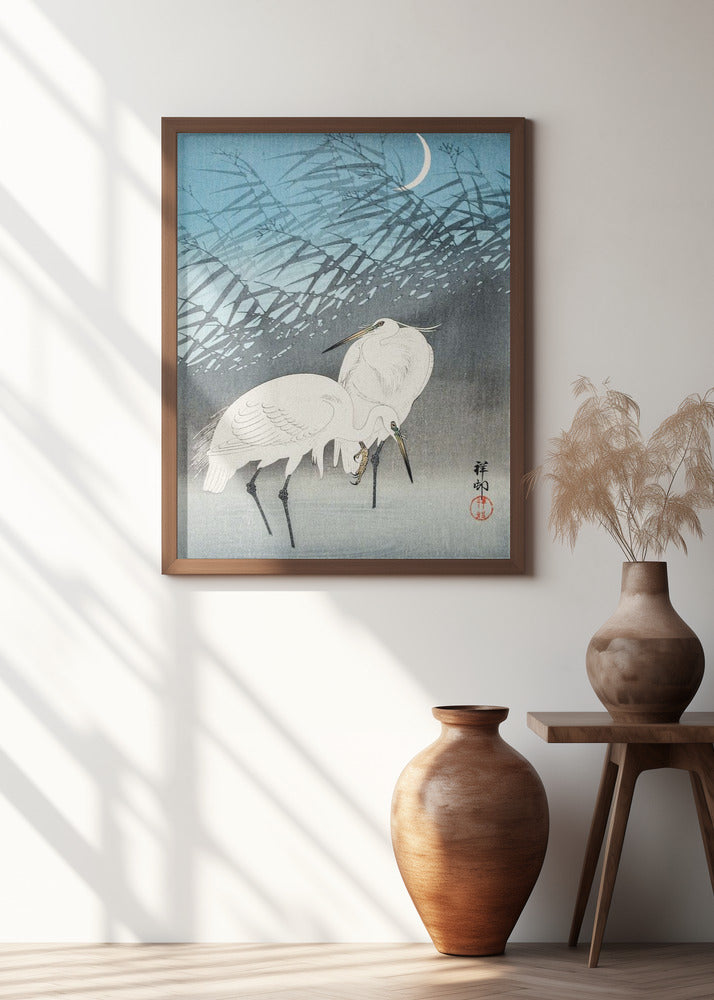 Egrets and Reeds In Moonlight (1926)