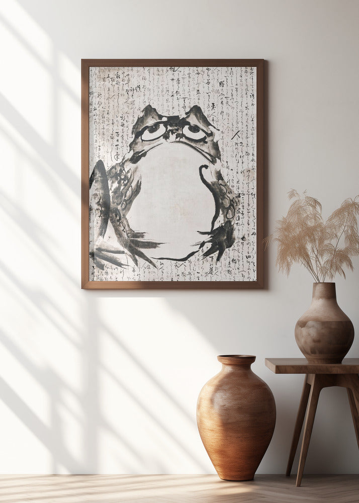 Japanese Frog (late 18th 19th Century) Vintage Ink and Color On Paper