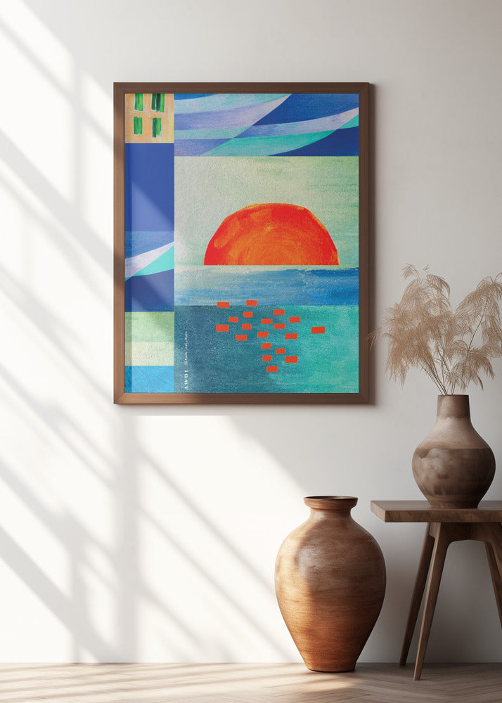 Colourful Mediterranean Sea With Sunrise, Abstract Coastal Art