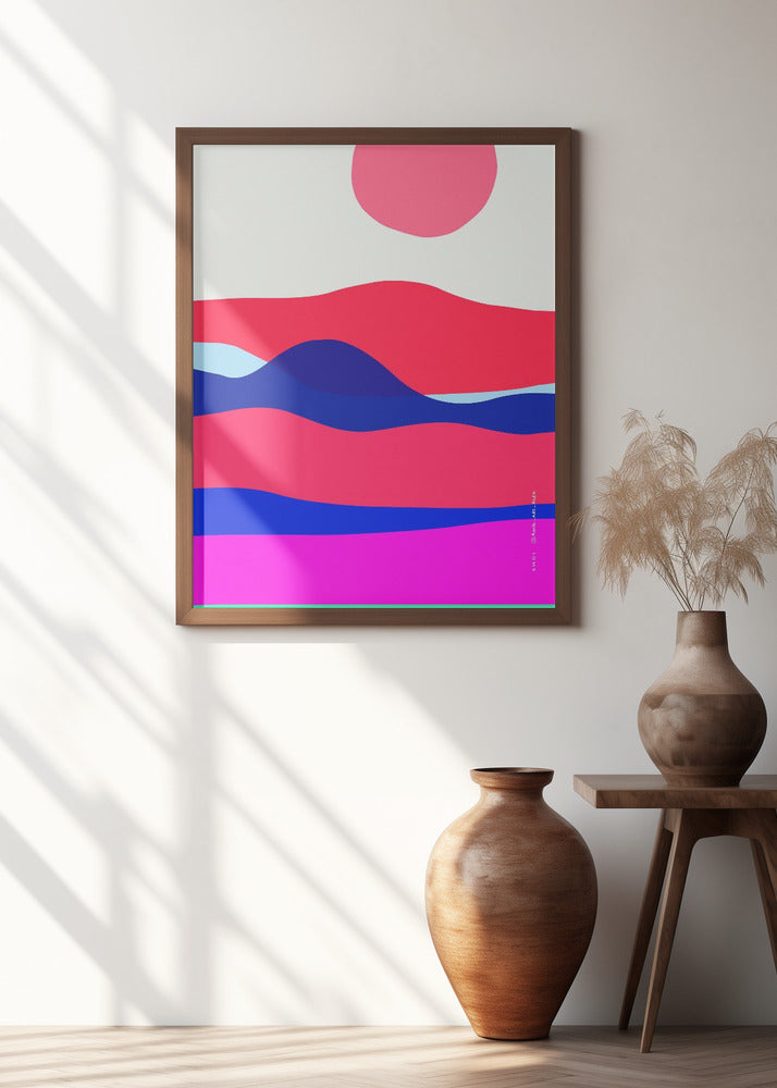 Minimalist Ocean Art Print With Sunrise Over Abstract Sea, Nautical Art Print