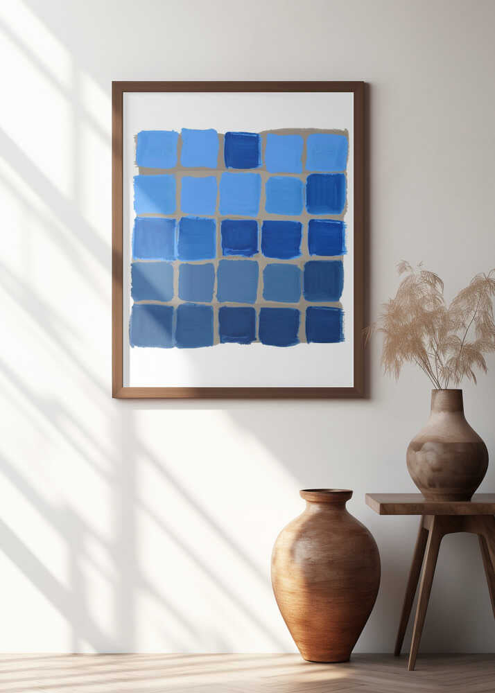 Blue Checkered Square Print