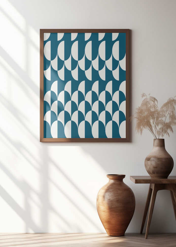 Minimalist art deco geometric arches teal