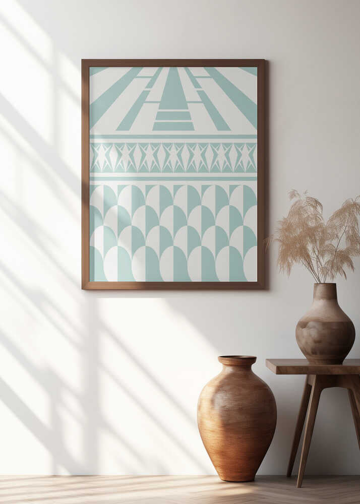 Minimalist art deco geometric aqua
