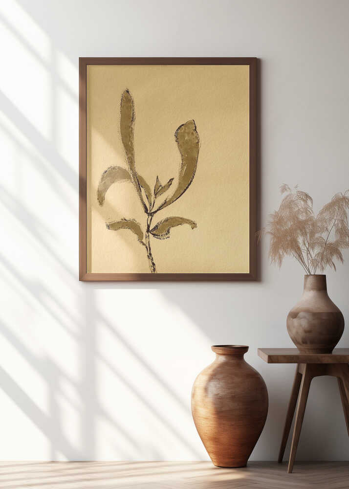 Sepia Leaf Silhouette