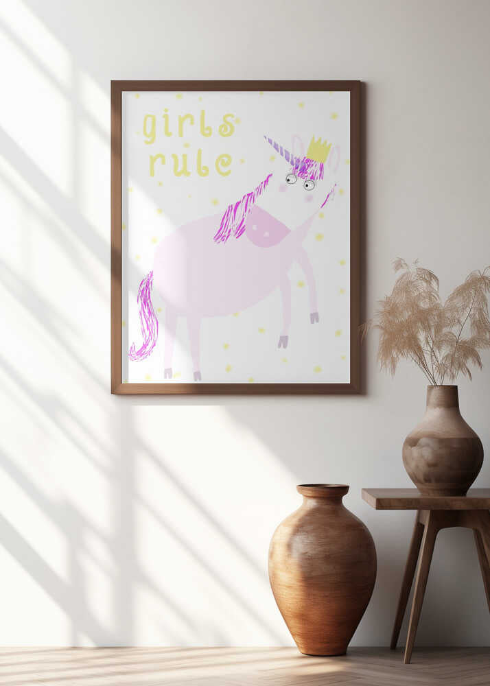 Girls Rule! Pink Unicorn by Children's Artist Carla Daly