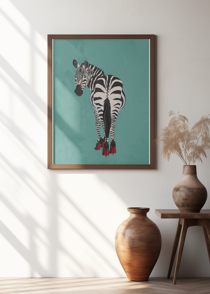 Zebra in heels teal