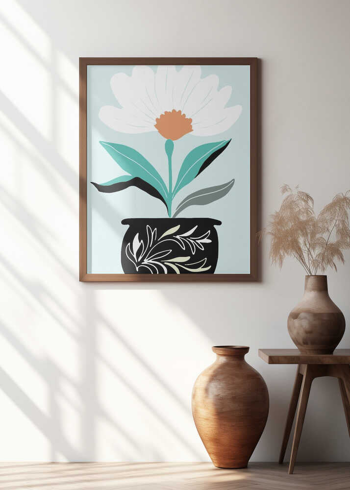 A Big Flower in a Black Vase