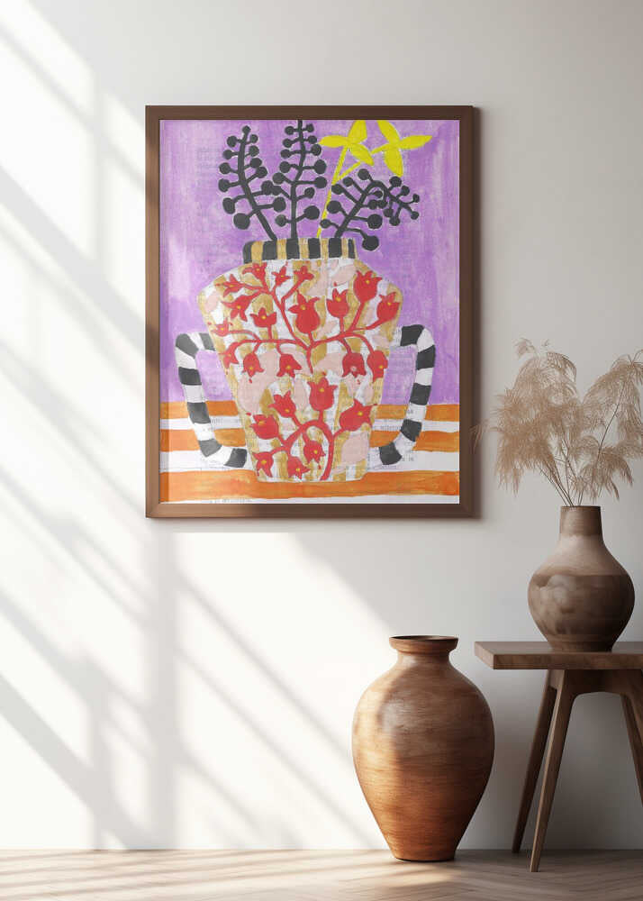 Colorful Vase With Abstract Floral Patterns