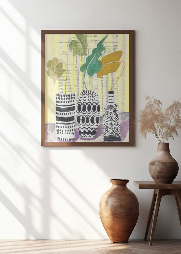 Pink flowers in a checkered vase still life