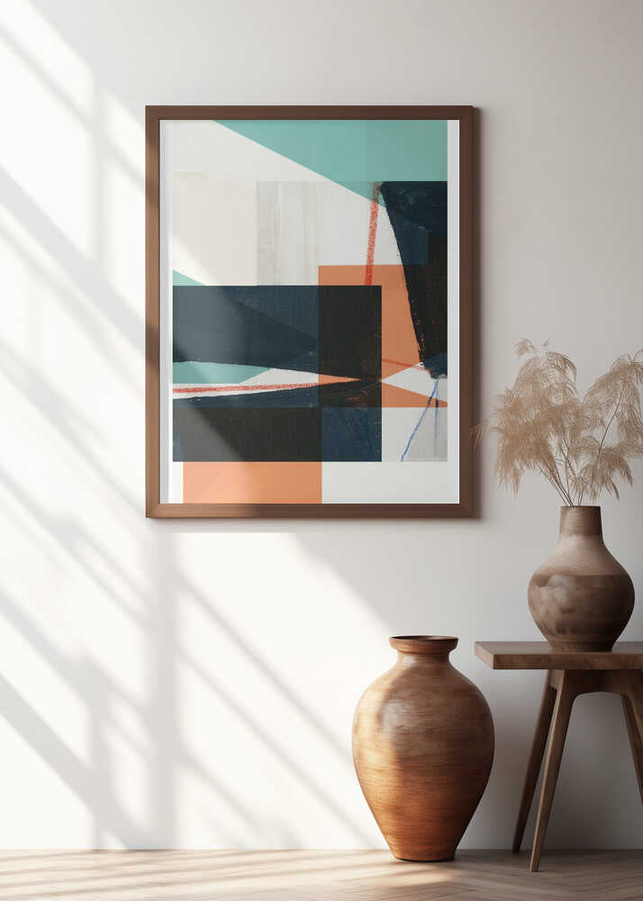 Geometric Shapes In Muted Teal