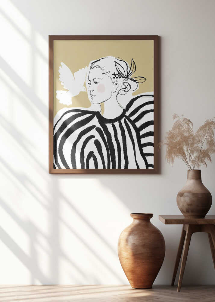 Woman Profile with a Zebra Stripe Pattern