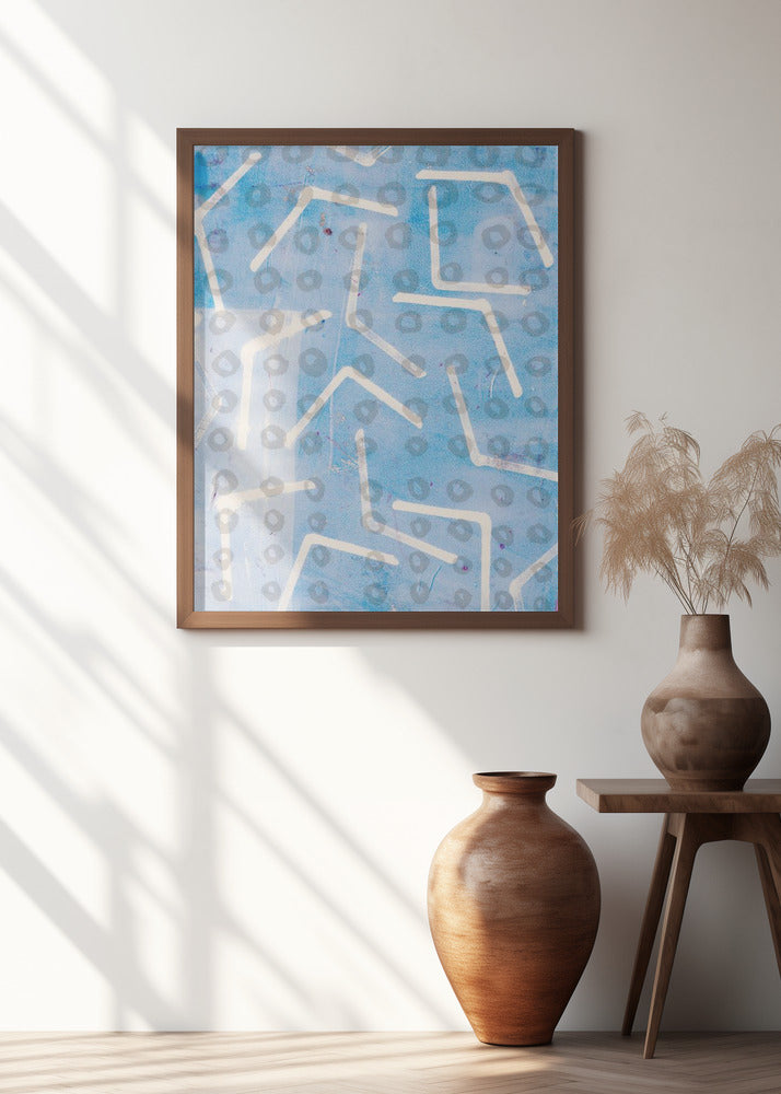 Contemporary Abstract  In White and Blue