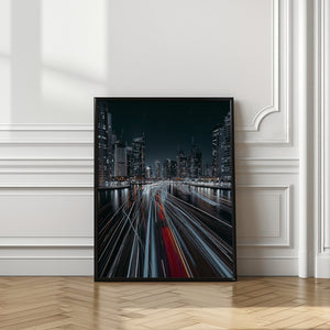 Art Prints of Traffic jam in the Dubai canal