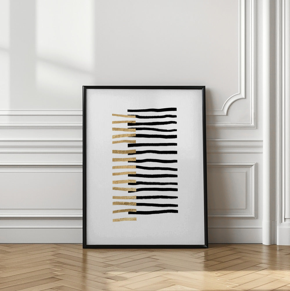 Art Prints of Gold on Black Lines