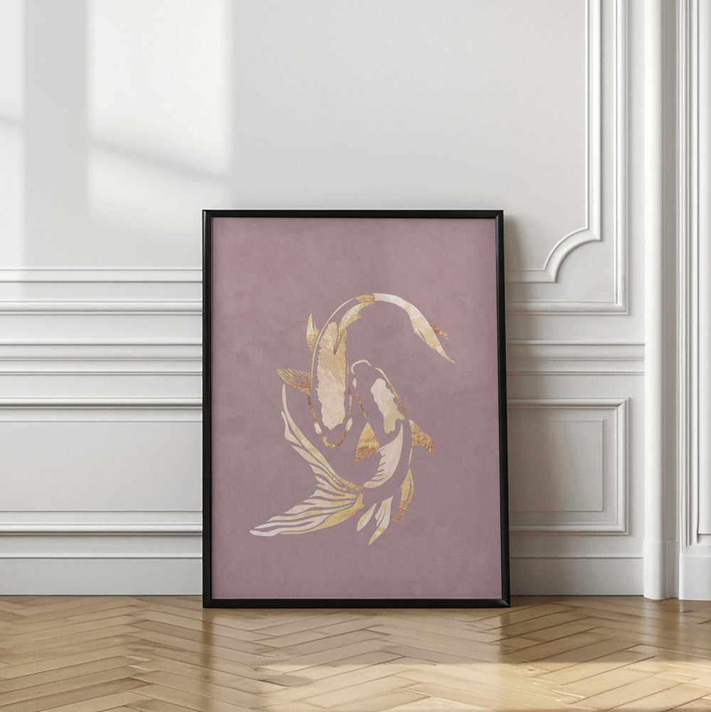 Canvas Art Print Pink gold koi fish 2