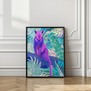 Canvas Art Print Pink Panther in the neon jungle