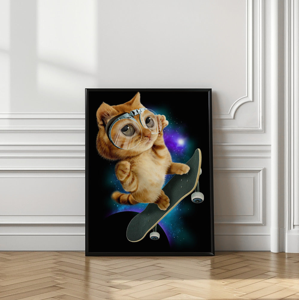 Canvas Art Print cat on skateboard
