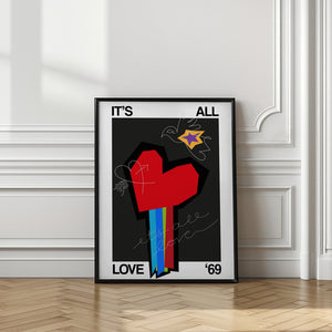 Art Prints of It's All Love Heart Grey