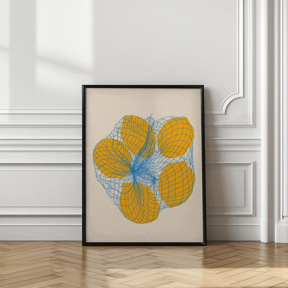 Art Prints of Five Lemons In a Net Bag