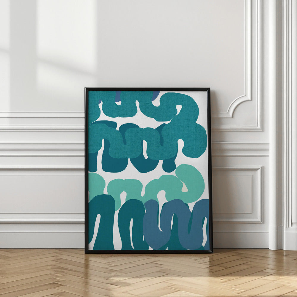 Art Prints of Blue Squiggles 3