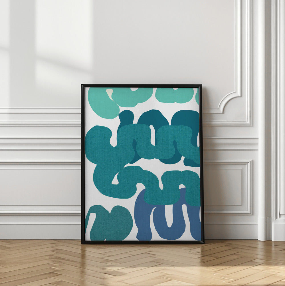 Art Prints of Blue Squiggles 1