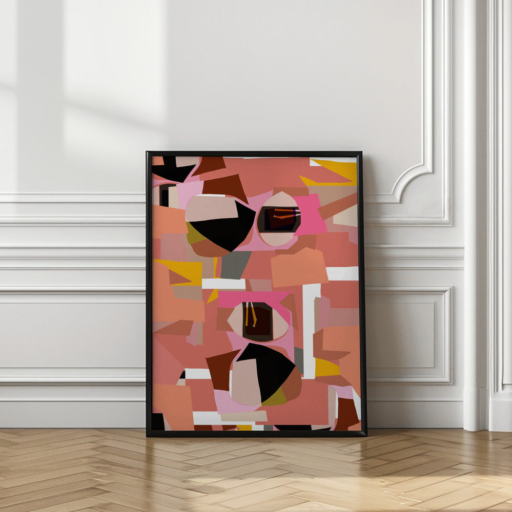 Art Prints of Deep Pink Geometric Shapes 1