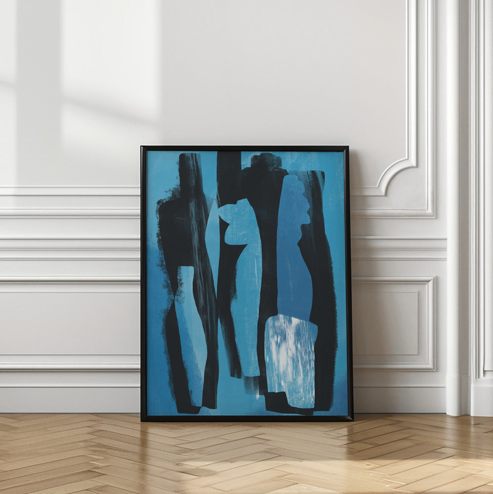Art Prints of Stii life Vases silhouette in blue Art Print