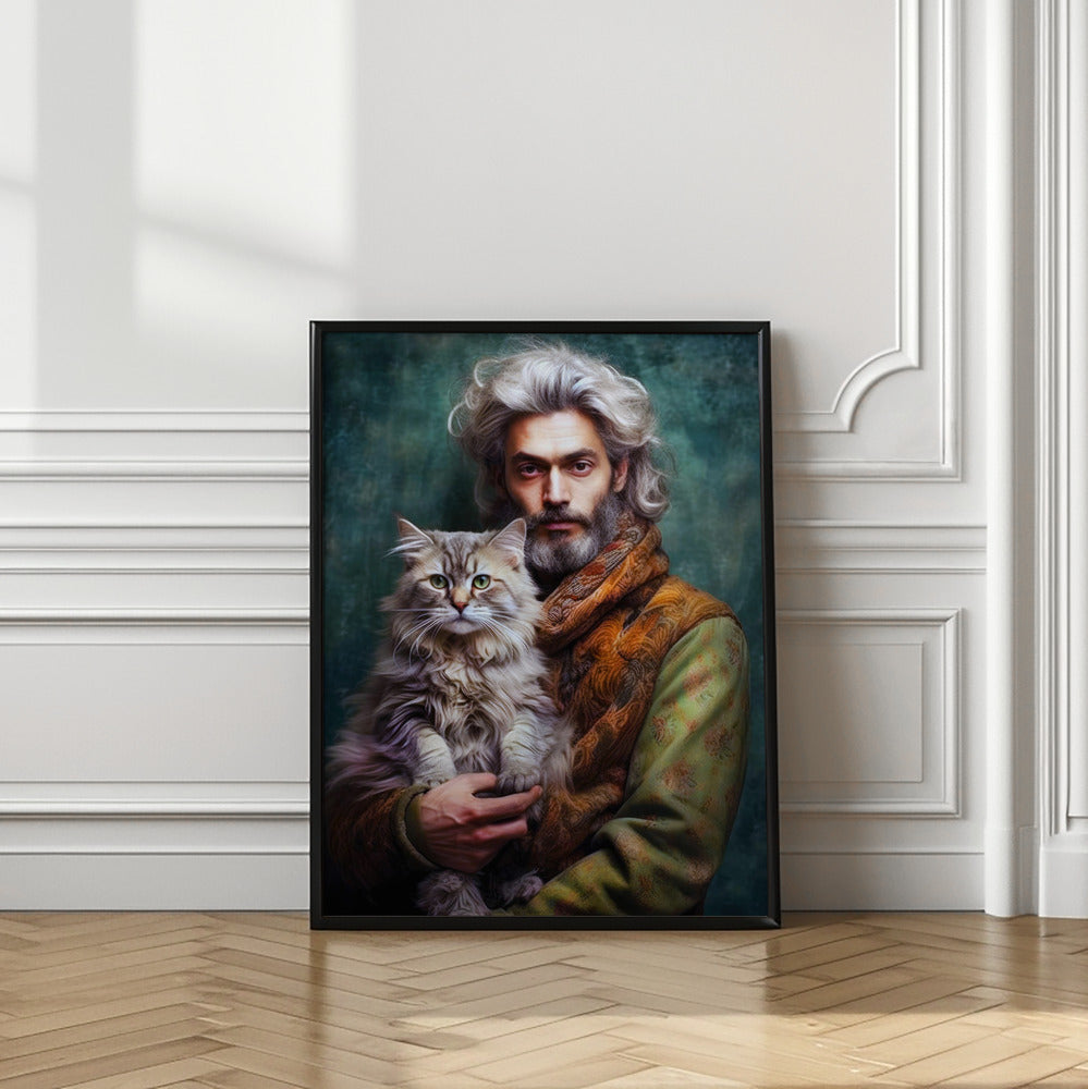 Art Prints of Man With A Cat