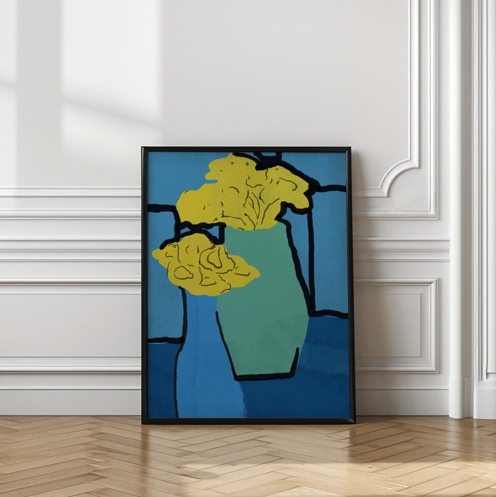 Art Prints of Blue and yellow still life arrangement