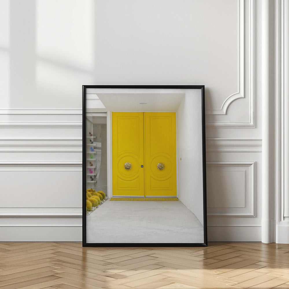 Art Prints of Canary Yellow Doors on a Mid-Century Modern