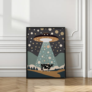 Art Prints of UFO & cow