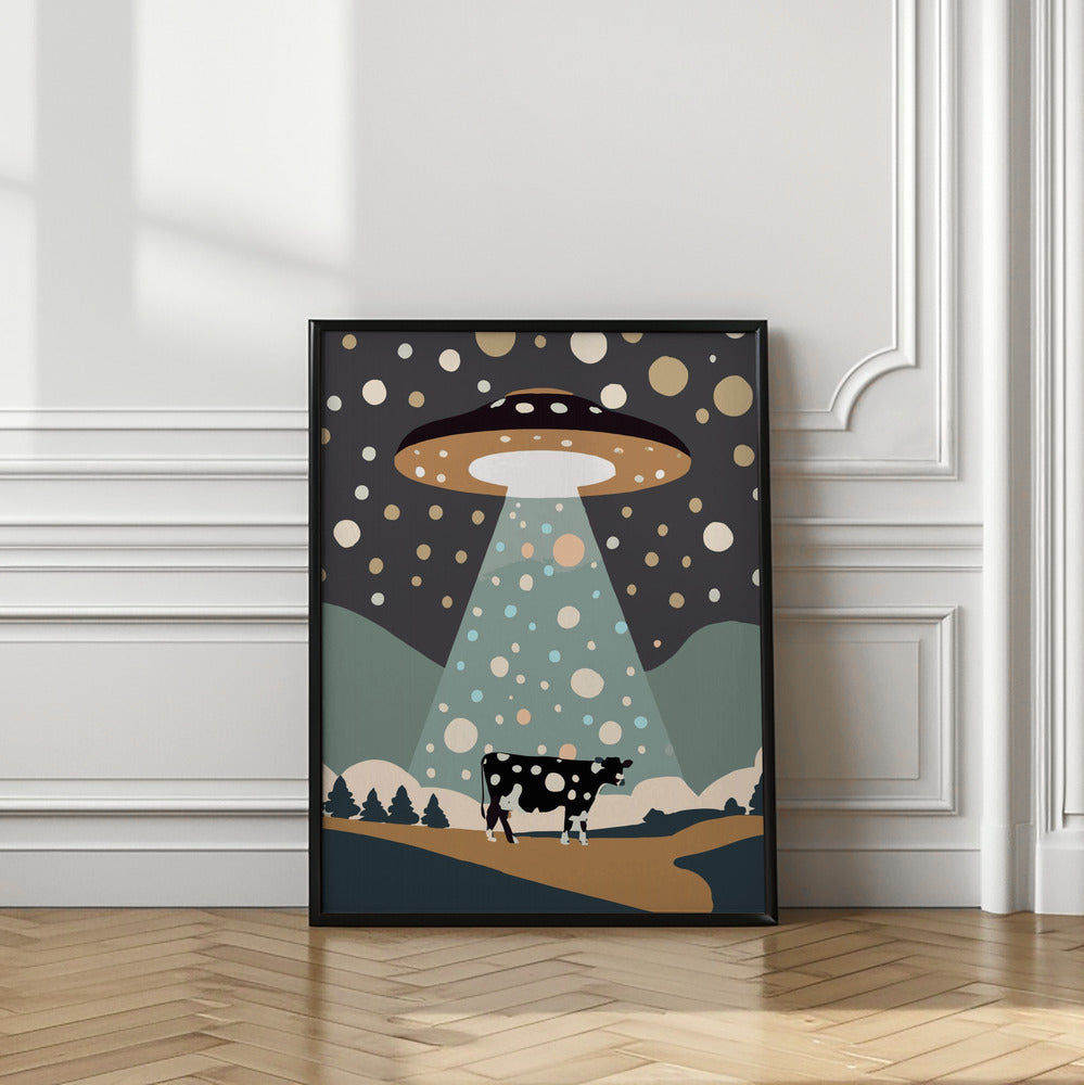 Art Prints of UFO & cow