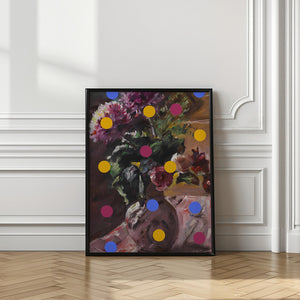 Art Prints of Classic Vase of Flowers And Dots