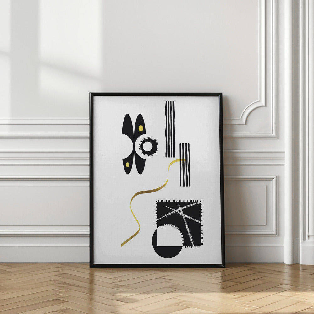Art Prints of Black & White Abstract No. 3 | gold